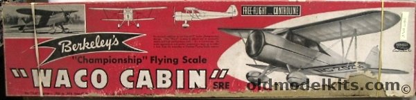 Berkeley Waco Cabin SRE Biplane - 35 Inch Wingspan  For R/C or Free Flight, 4-13 plastic model kit